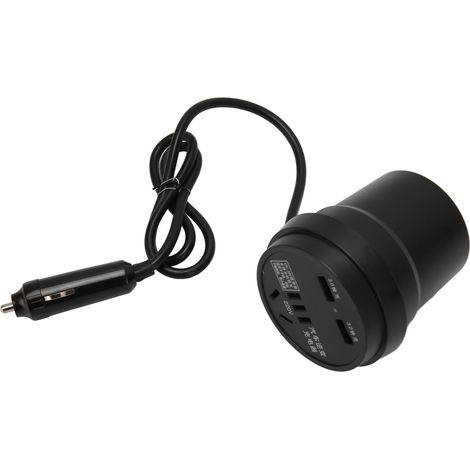 Convertisseur de voiture 150 W avec ports de charge rapide QC3.0, convertisseur CC 12 V/24 V vers CA 110 V/220 V, idéal pour les voyages, les activités de plein air, le bureau et le camping. (1/5)
