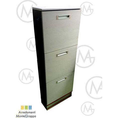 Scarpiera lavella dipiù larice avorio 50x22x145 - 3 ante a ribalta