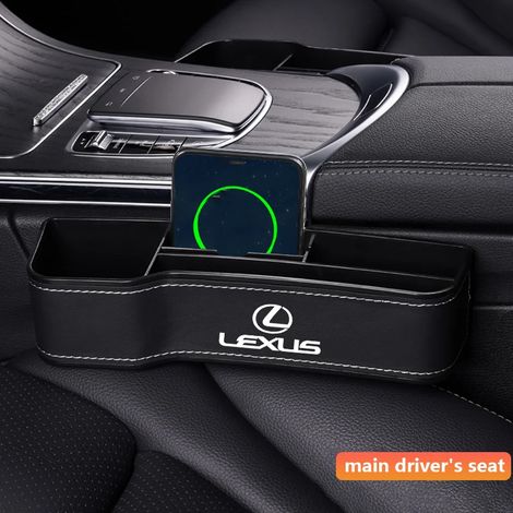 (noir à gauche) Boîtes de rangement en cuir haute capacité pour l'espace entre les sièges avant des voitures Lexus NX GX LX LS UX GS IS RX ES 300 350 200 260 NX200 (1/5)