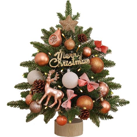 Albero di Natale da tavolo in miniatura - Piccolo albero artificiale da 45 cm - Decorazioni natalizie con palline decorative - Decorazioni natalizie fai da te - Accessori per casa, ufficio o feste - O