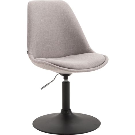 Silla de comedor x1 giratoria regulable en altura en tela gris y pie trompeta de metal negro 100003771 (1/5)
