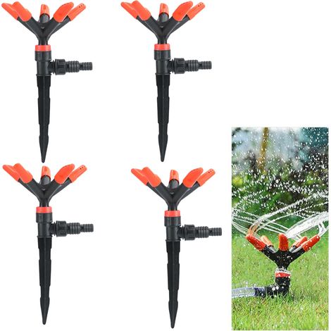 Lot de 4 arroseurs de jardin réglables, rotatifs à 360°, système d'irrigation de pelouse (1/5)