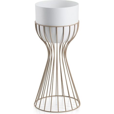Stehender Blumenständer mit weißem Deckel, 46 cm, taupe (1/5)