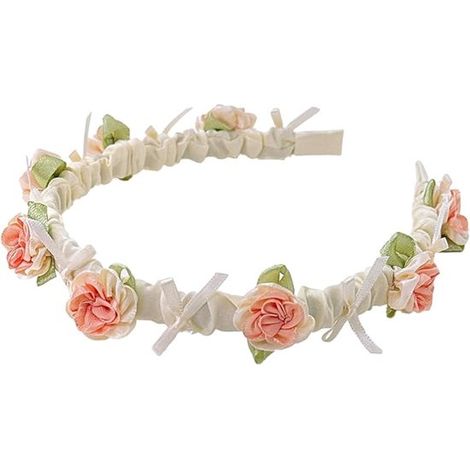 1 cerchietto con ghirlanda floreale - 16 x 17 cm - Accessorio per capelli con ghirlanda floreale - Adatto a donne, ragazze, festività e carnevale - Fiori rosa (1/5)
