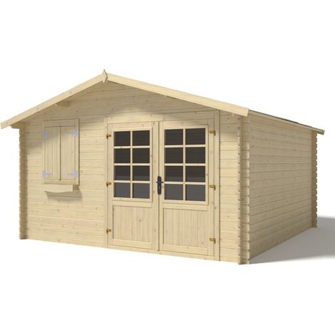 Casetta da giardino in legno - 16m2 - 4x4m - 28mm - colore: naturale - DOM130 (1/5)
