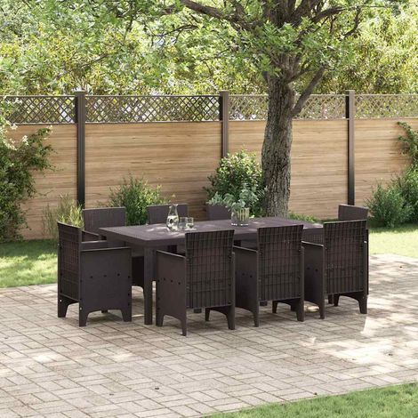 Garden Dining Set 9 pcs Brown Polt rattan vidaXL (1/5)