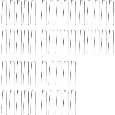 50 Stück verzinkte Stahl-Gartenpfähle, U-förmige Bodenanker für Zelte und Gartengestaltung, 0,4 mm dick, 4 x 10 cm (1/5)