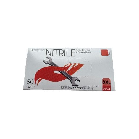 Gant nitrile orange extra fort taille xxl non poudre (10/11) boite de 50 (1/3)