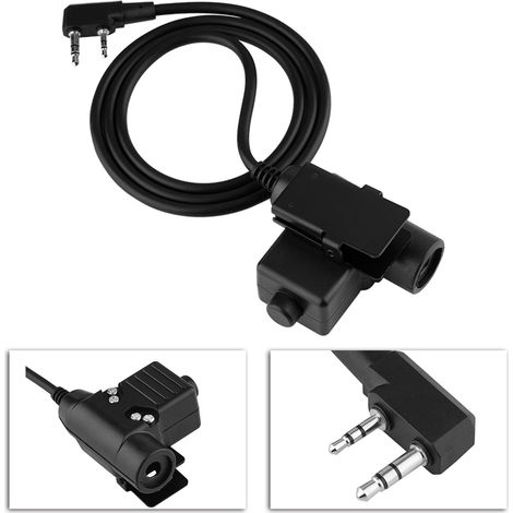 Adaptateur PTT U94 pour Talkie-Walkie Militaire, Câble 2 Broches pour Casque Tactique, Équipement Outdoor