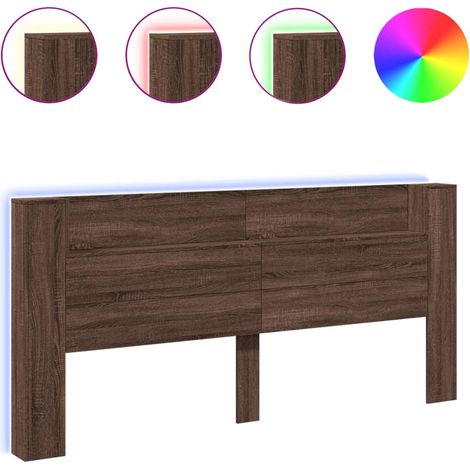 Maison Exclusive - Cabecero de cama con luz LED marrón roble 220x