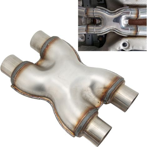 Modification de voiture : double sortie d'échappement en acier inoxydable - raccord à quatre voies, diamètre intérieur du tuyau 57 mm (1/5)