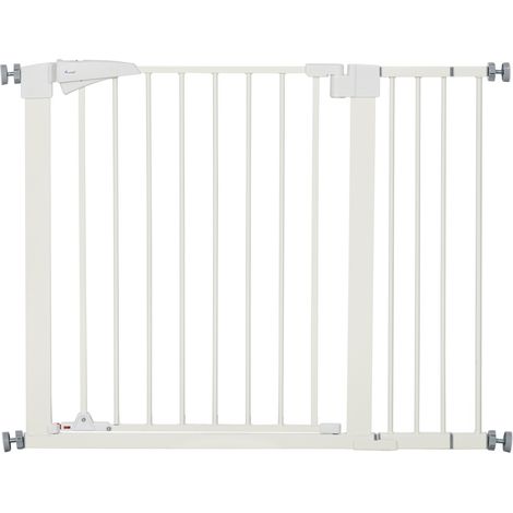 Cancelletto per Cani Regolabile 76-103cm con Chiusura Automatica Acciaio Bianco