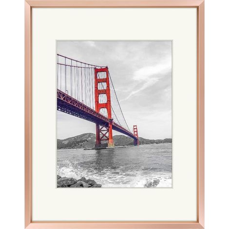 Cadre photo de 28 x 35,6 cm - 20,3 x 25,4 cm ou 27,9 x 35,6 cm - Sans passe-partout pour montage mural - Cadre photo en aluminium (or rose, lot de 1) (1/5)