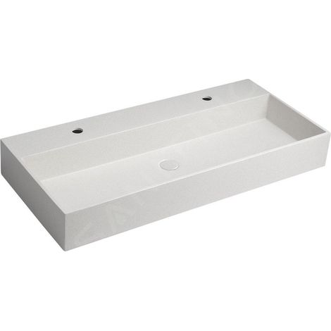 Sapho Quadrado - Lavabo double sur plan, 960x440 mm, avec 2 trous pour les mitigeurs, grès blanc AR475 (1/5)