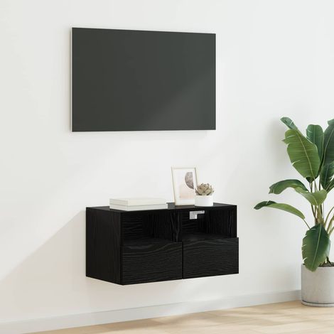 vidaXL Meuble TV mural Chêne noir 60 x 30 x 30 cm Bois d'ingénierie
