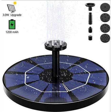 Batterie au lithium intégrée 3W 6 arroseurs fontaine de bain d'oiseau de jardin solaire (1/5)