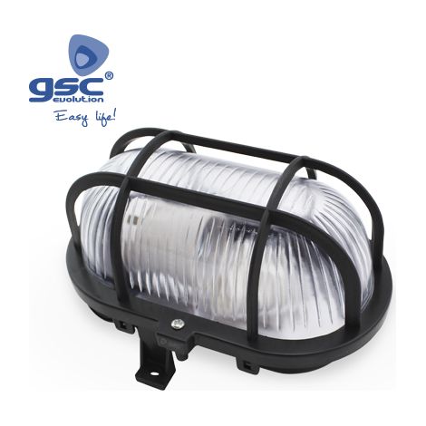 Aplique ovalado exterior PVC E27 60W 230V Negro GSC 0700153