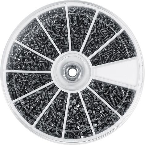 Jeffergarden 600 pièces 12 sortes de petites vis écrous Kit d'assortiment M1 M1.2 M1.4 M1.6 pour montres lunettes-DOU