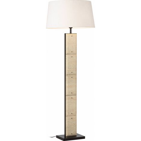 Lampadaire en travertin et métal beige noir - Beige et noir (1/5)