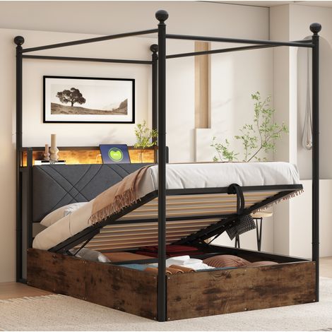 MEUBLIV Struttura letto 90x190 cm nera con contenitore idraulico, senza materasso (1/5)