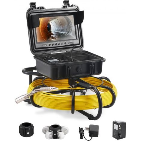Caméra Inspection Canalisation 50 m Caméra Endoscopique Drain écran 22,9 cm avec Enregistreur Dvr étanche IP68 12 Led Réglables Carte Sd 16 Go (1/4)