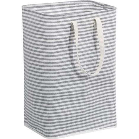 Panier à linge - Non spécifié - 72L - Tissu pliable - Gris et blanc - 40x30x60cm (1/4)