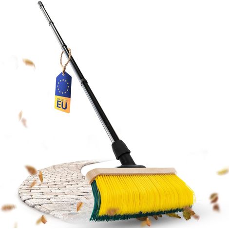 Balai à griffes Novaliv Premium avec manche 50 cm, balai spécial à poils courbés - idéal comme balai de jardin, balai grattoir, balai pour gazon
