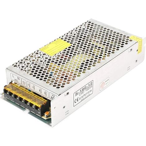 12V 180W Alimentation,AC110V/220V à DC12V 15A Transformateur de Tension alimentation à découpage pour LED Ruban, imprimante 3D, PC Portable,LCD TFT Monitors, Caméras de Surveillance (1/5)