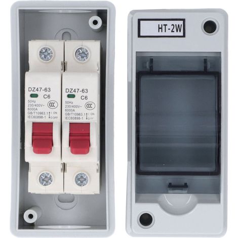 Disjoncteur miniature bipolaire à protection contre les fuites de courant avec boîtier de distribution étanche 230-400 V (1/5)
