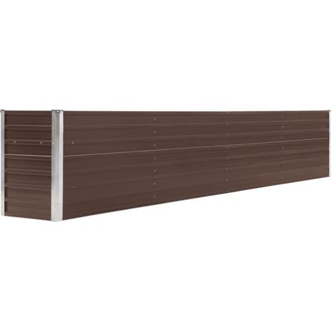 Jardinera elevada para plantas y flores acero galvanizado 320 x 40 x 45 cm marrón 020001109 (1/5)