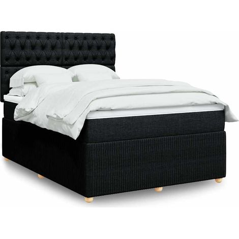 Boxspringbett mit Matratze Schwarz 140x200 cm Stoff