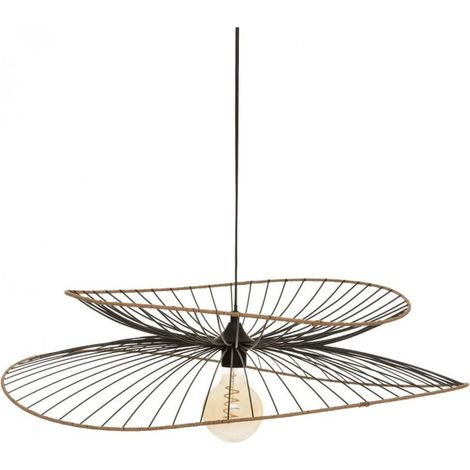 Atmosphera – Plafonnier Alara 69,5cm en métal noir – IP20 – Douille E27 – Câble réglable 95cm – Hauteur 17,5cm – Pour espaces intérieurs
