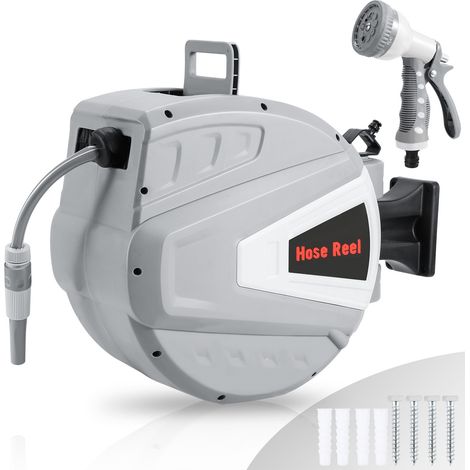 SWANEW Schlauchaufroller 20m Druckluftschlauchtrommel automatik Aufroller 8 bar Anschluss Multifunktionale Wasserspritzpistole Druckluftschlauch (1/5)