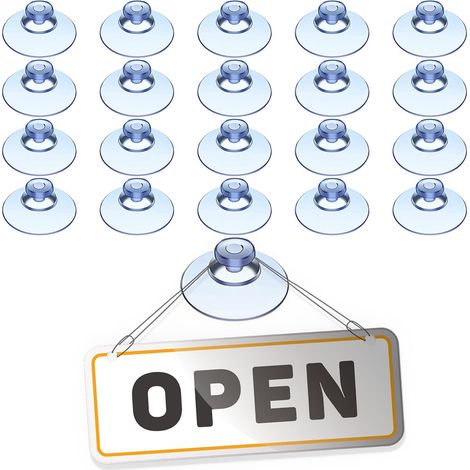 Lot de 20 crochets à ventouse pour verre - 4 cm - Ventouses pour décoration de fenêtre - Boutons à ventouse en caoutchouc pour plaques de verre - Fixation polyvalente pour bricolage (1/5)