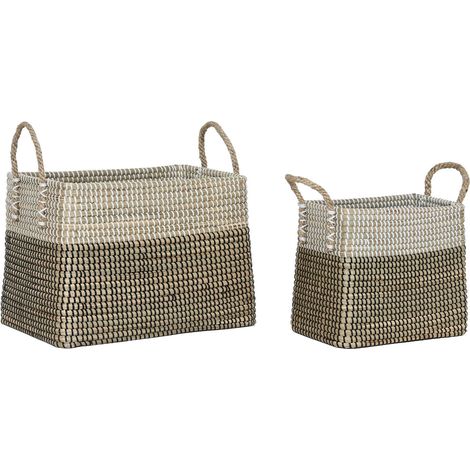 Cesta Set 2 Seagrass 44X25X38 Tribal Blanco (1/3)