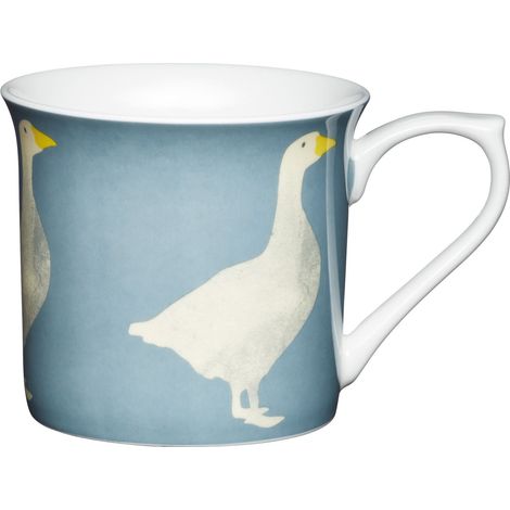 KitchenCraft ‘Goose’  Taza de Porcelana de Café o Té con Decoración de Gansos y Base Aptas para Microondas y Lavavajillas, 300 ml