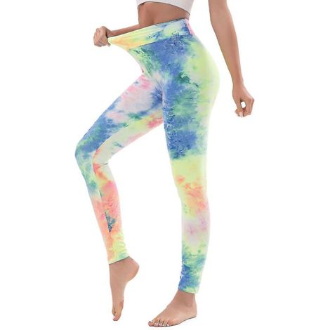 Leggings mit Push-up-Effekt und Print für Sport, Krafttraining, Yoga, Batikmuster, hoher Bund, XXL, pink und schwarz (1/4)