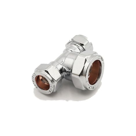 PrimaPlus Chrome Brass Compression Reduced Tee 15x15x22mm (1/2)
