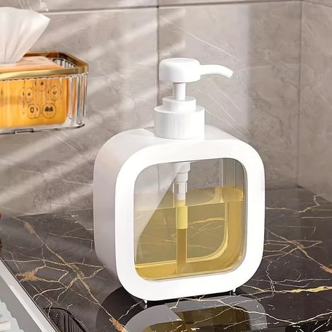 Flacon distributeur manuel à pompe de 300 ml, distributeur de savon décoratif rechargeable pour évier de cuisine, salle de bain, récipient anti fuite portable pour savon vaisselle, shampooing (1/5)