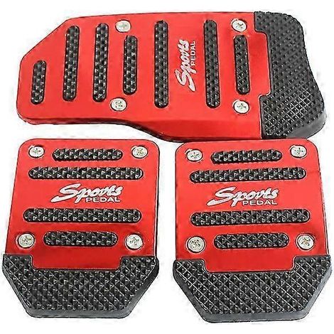 Universal Aluminum Automatic Transmission Car Pedal Cover Brake Fuel Gas Foot Pad Set Kit Pedals Red Blue Silver Non-slip Tools( Manual Red Set) (1/5)