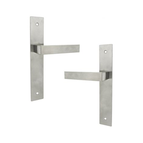 Ouvre&Déco – Poignées de porte d'intérieur NATHAN – Aluminium nickel mat – Entraxe 195 mm – Système sans trou pour installation facile