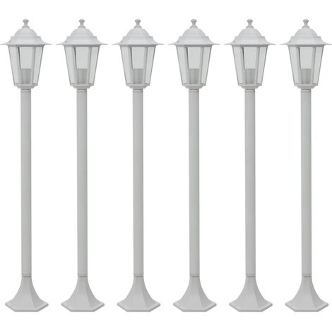 vidaXL Farolas de jardín aluminio blancas E27 110 cm 6 unidades (1/5)
