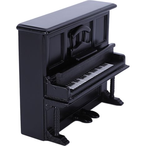 Piano miniature en bois pour maison de poupée à l'échelle 1:12, accessoire de décoration noir (1/5)