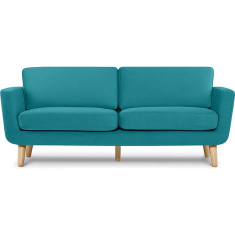 KONSIMO Klassische Sofas 3 Personen mit Armlehnen "TAGIO", Türkis, Stoff, Scandinavian, 190x80x88cm (1/4)