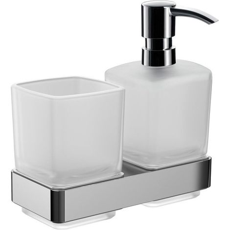 Porte-verre/Distributeur de savon LOFT Verre en crystal satiné chromé