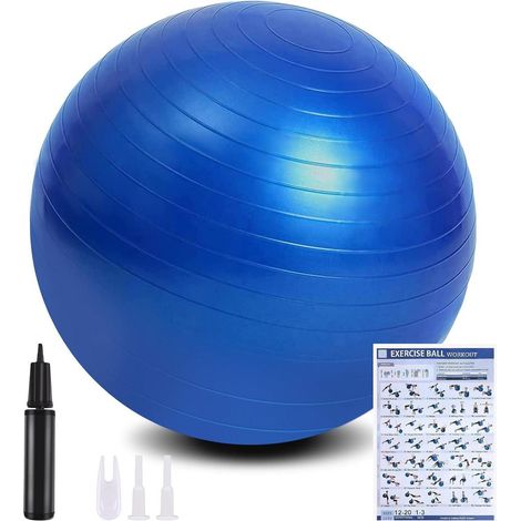 Gymnastikball 55cm/65cm mit Fußpumpe, Anti-Burst, Yoga, Pilates, Blau (1/5)
