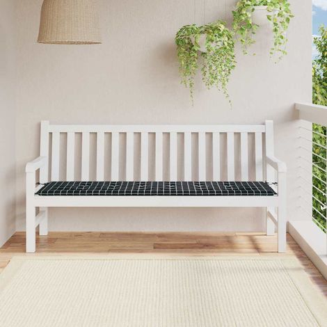 Cojín de Banco Tela Oxford Cuadro Negro 150 x 50 x 3 cm vidaXL
