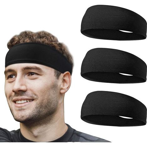 Sport Bandeau pour Hommes Femme, 2PC Elastique Antidérapant Anti-Humidité Sports Hairband Unisexe pour Fitness, Bandeau Cheveux pour Ski Course à Pied Yoga Gym Cyclisme Running Basketball (1/5)