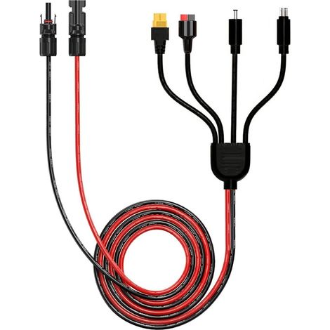 2M Rallonge Panneau Solaire vers XT60 Anderson,Adaptateur 4 en 1 Câble 12AWG,Connecteur Mâle/Femelle vers DC5521/DC7909/XT60/Anderson,Étanchéité IP67,Compatible générateurs solaires (1/5)