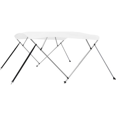 Auvent bimini, Bâche pour Bateau, Couverture de Bateauà 4 arceaux Blanc 243x196x137 cm LKOWF90869 (1/5)